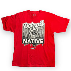 District 81 Detroit Native Joe Louis Monument Red, Black, & White T-Shirt Sz XL
